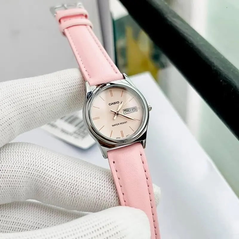 Casio LTP-V006L-4B Pink Dial Pink Leather Ladies Watch
